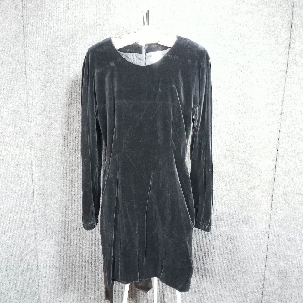 1960's Black Velvet Mini Dress with Large Satin Tie Bows from Italy